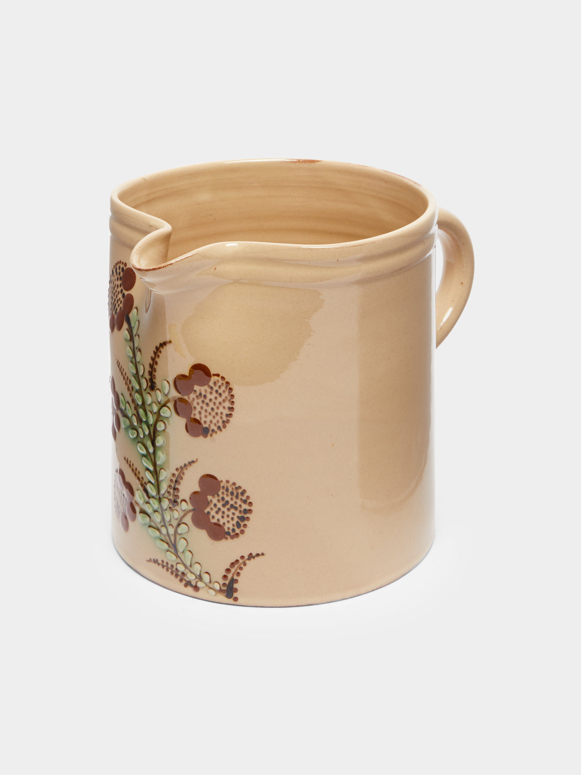 Poterie d’Évires - Flowers Hand-Painted Ceramic Straight-Edge Jug -  - ABASK - 
