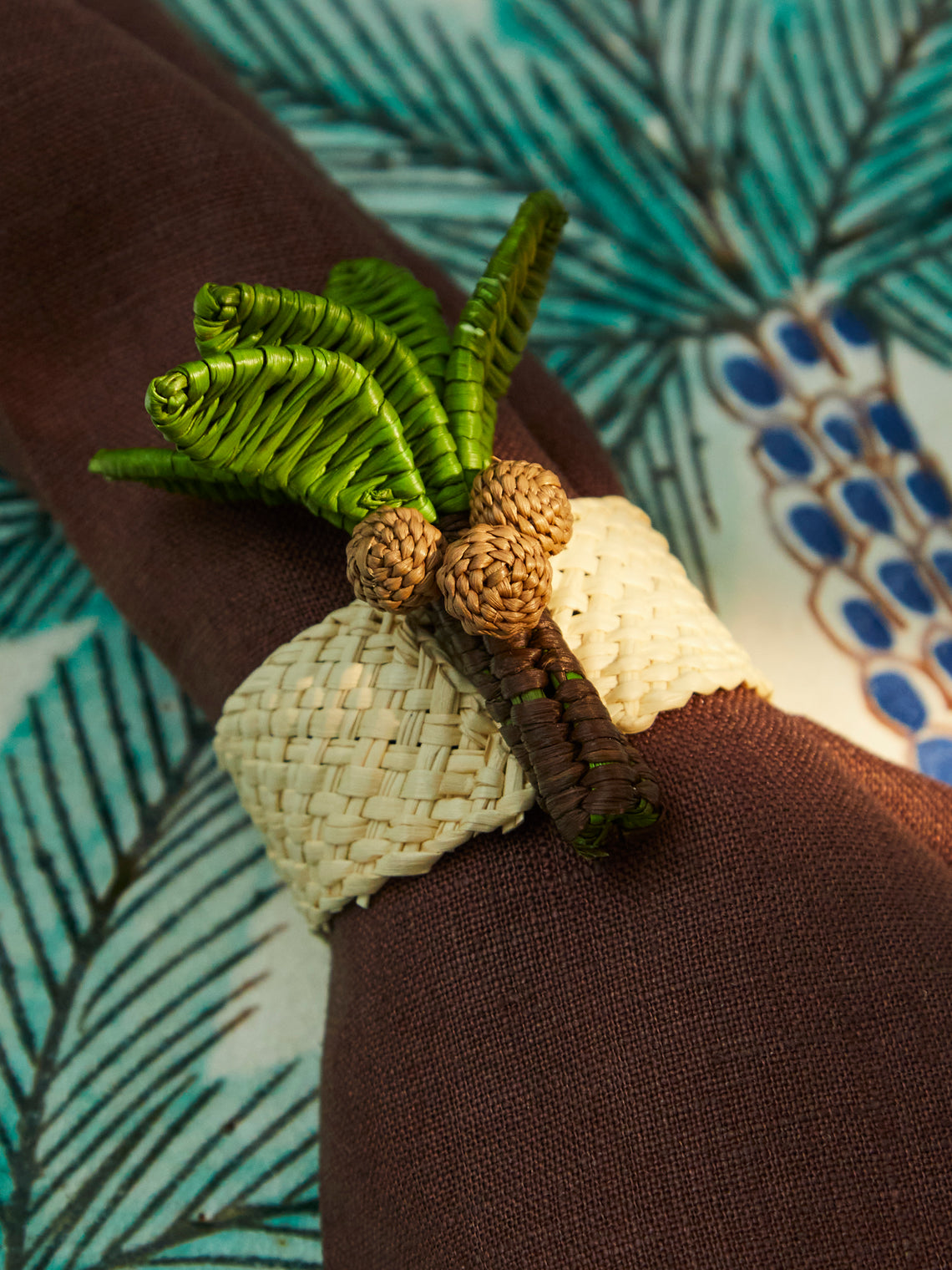 Coro Cora - Palm Tree Handwoven Iraca Palm Napkin Rings (Set of 4) -  - ABASK