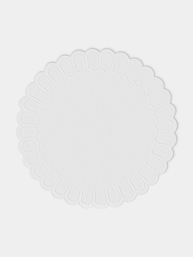 Los Encajeros - Zurbano Embroidered Linen Placemats (Set of 4) - White - ABASK - 