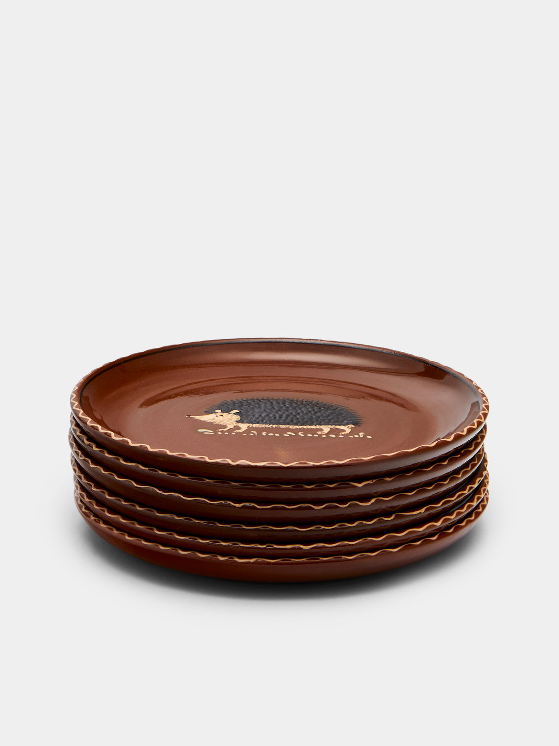 Poterie d’Évires - Animals Hand-Painted Ceramic Side Plates (Set of 6) - Light brown - ABASK