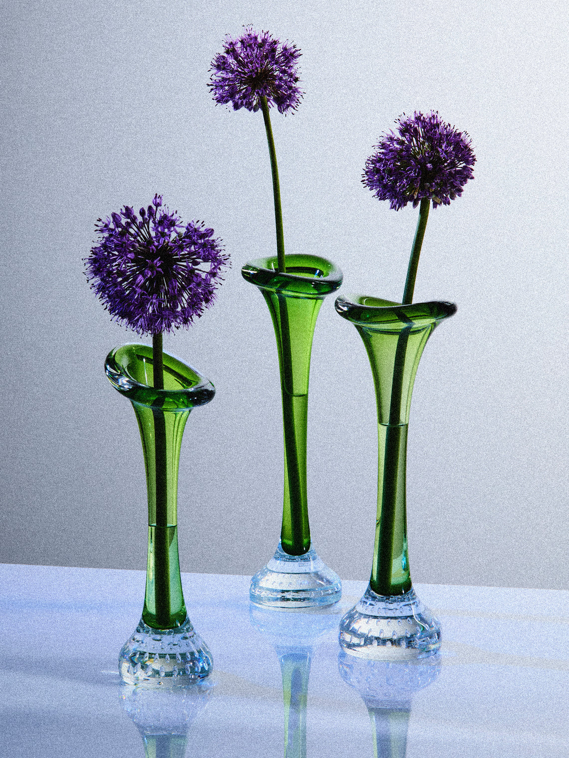 Antique and Vintage - Mid-Century Crystal Bud Vases (Set of 3) - Green - ABASK