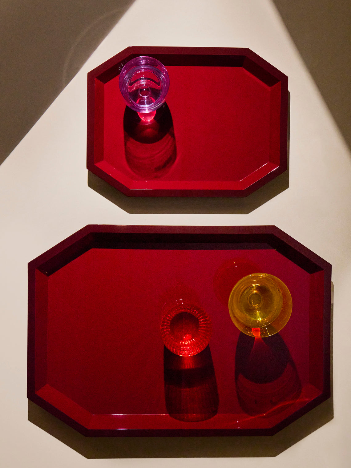 The Lacquer Company - Lacquered Small Octagonal Tray - Red - ABASK