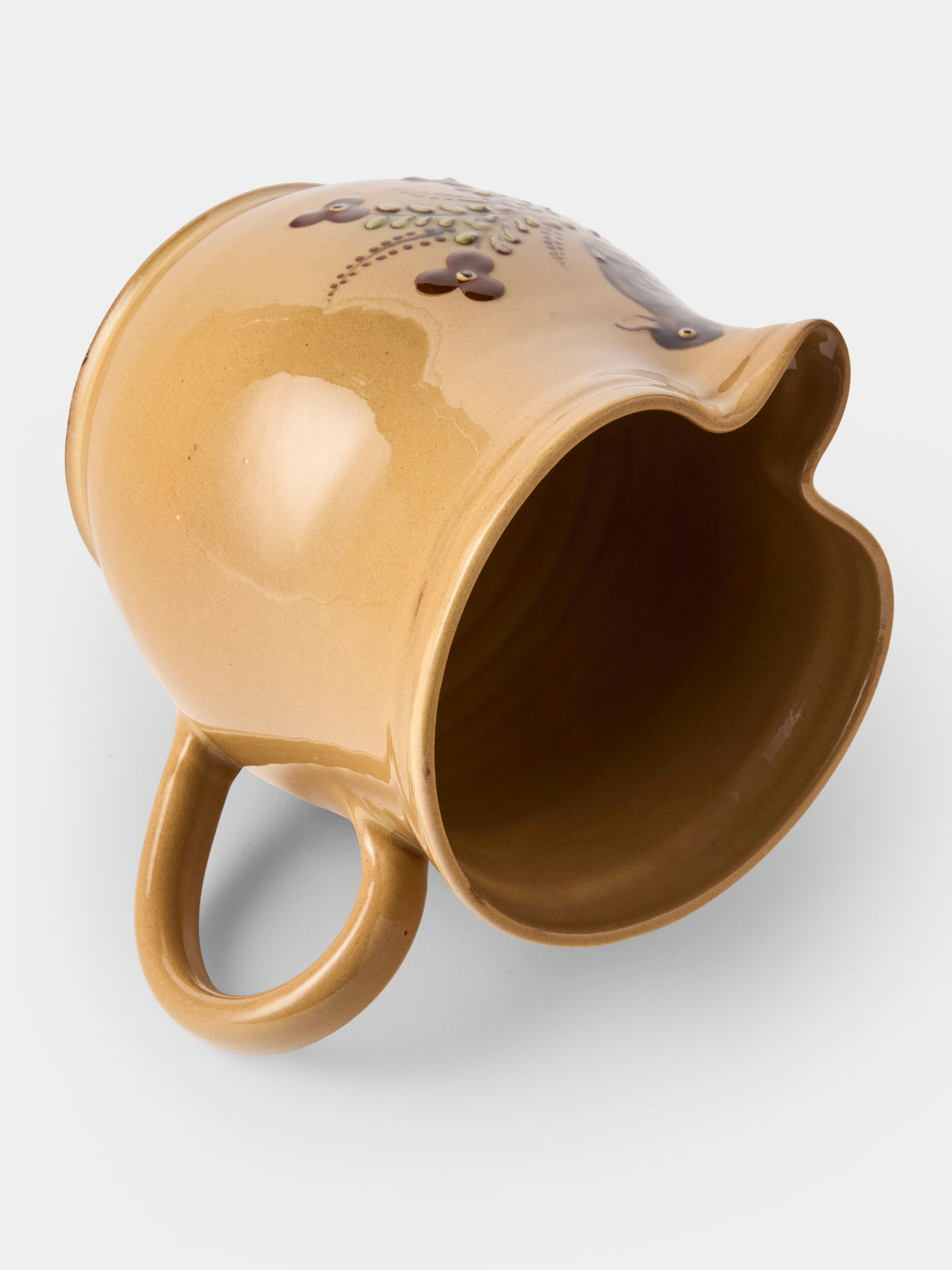 Poterie d’Évires - Birds Hand-Painted Ceramic Medium Jug - Cream - ABASK
