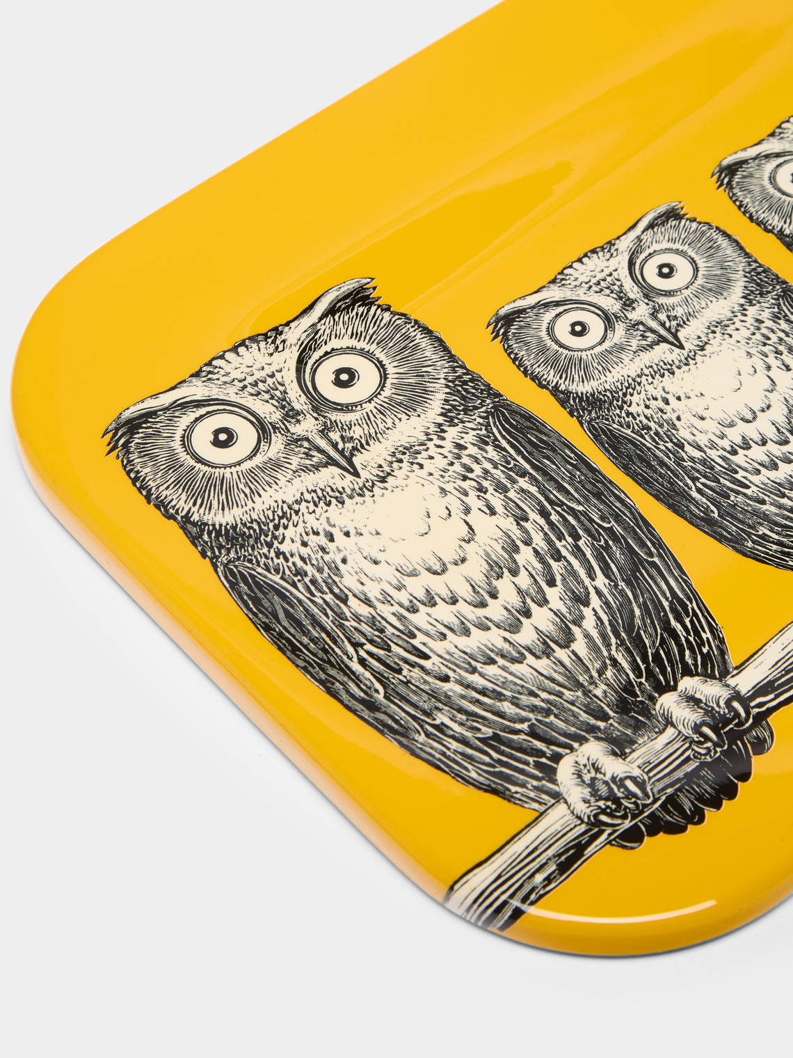 Fornasetti - Civette Hand-Painted Wood Rectangular Tray -  - ABASK