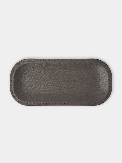 Pinetti - Victor Leather Trinket Tray (9.5in/24cm) - Dark Gray - ABASK - 
