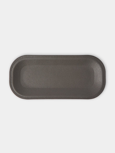 Pinetti - Victor Leather Trinket Tray (9.5in/24cm) - Dark Gray - ABASK - 