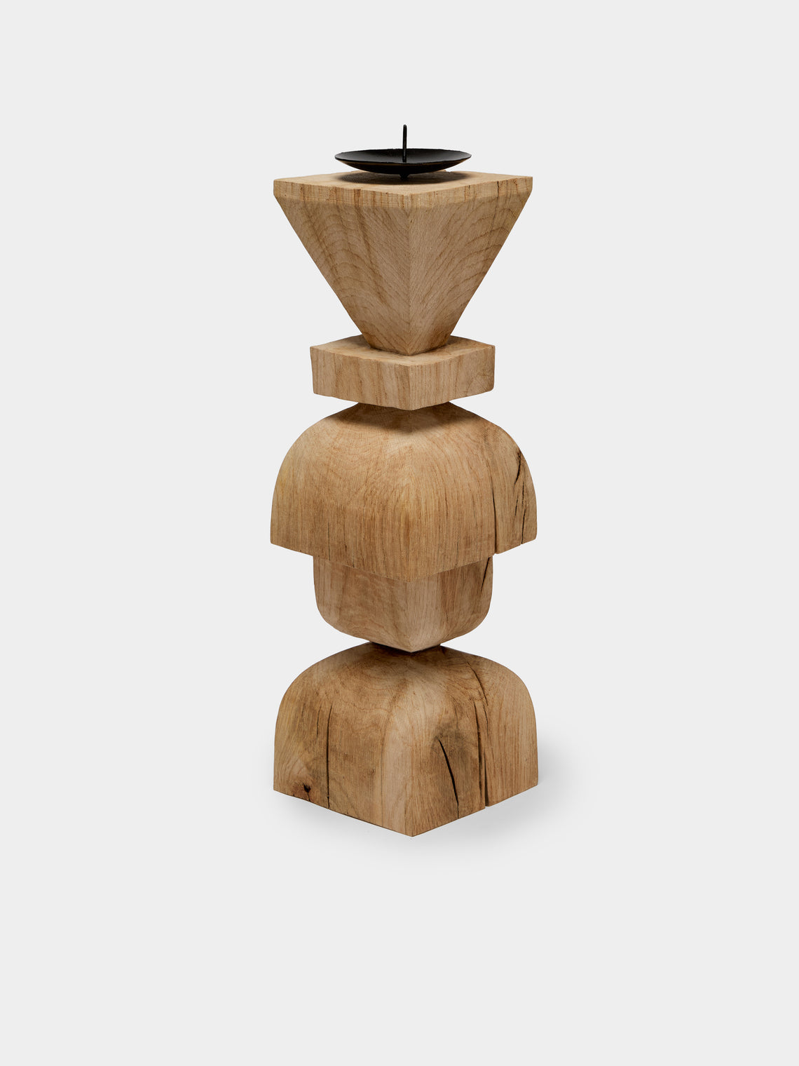 Jamie Gaunt Designs - Totem Hand-Carved Wood Candle Holder - Light Brown - ABASK