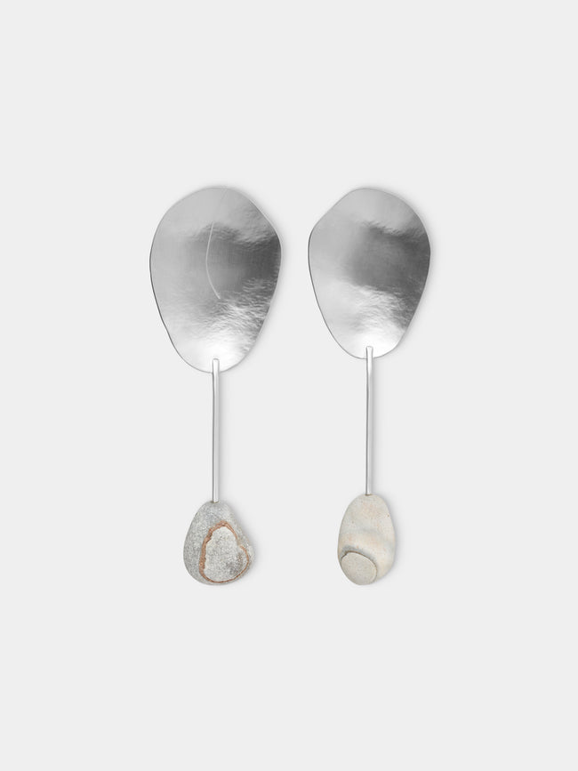 Thalia Maria Silver - Sterling Silver and Pebble Salad Servers (Set of 2) - Silver - ABASK - 