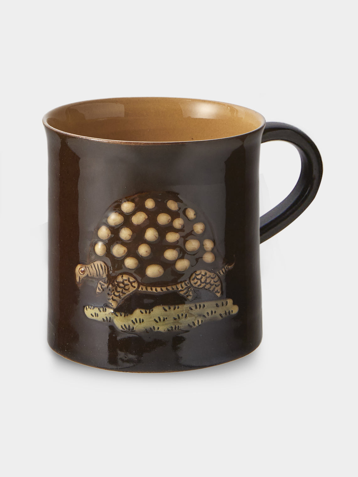 Poterie d’Évires - Animals Hand-Painted Ceramic Mugs (Set of 4) - Dark Brown - ABASK