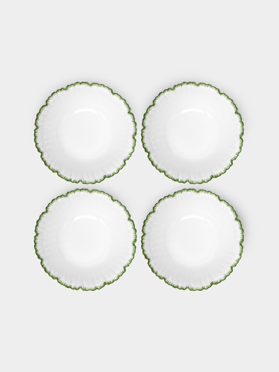 Atelier Soleil - Combed Edge Hand-Painted Ceramic Bowls (Set of 4) -  - ABASK