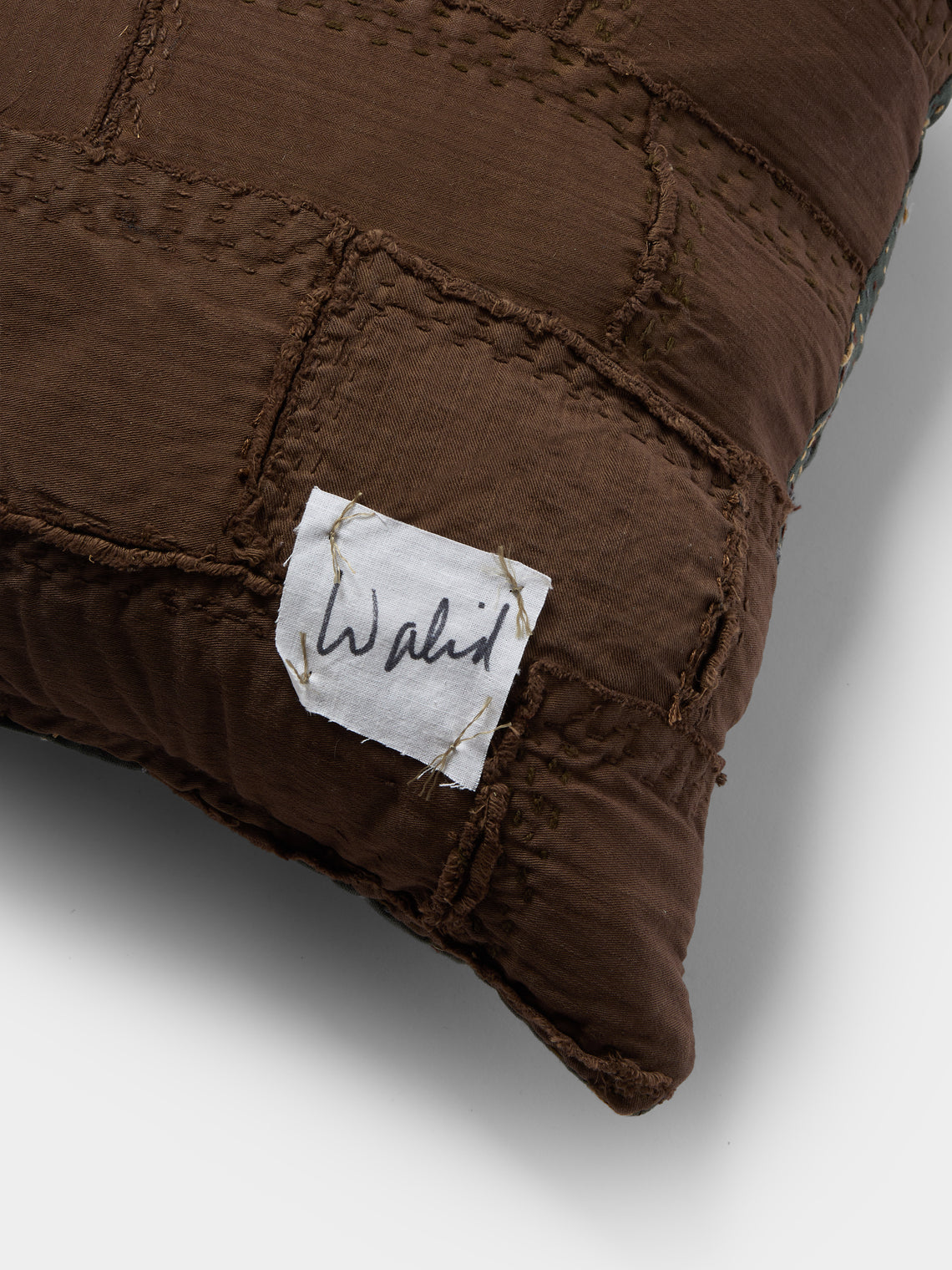 By Walid - 19th-Century Victorian Needlepoint Patchwork Wool and Cotton Cushion (19.5in/50cm) - Multiple - ABASK