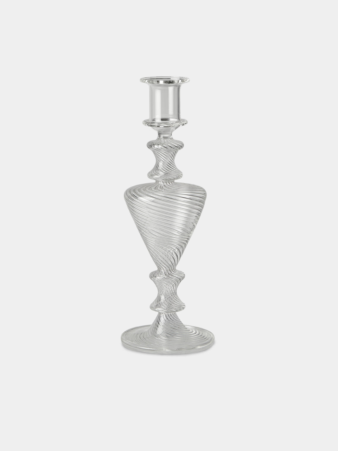 Alya Tannous - | Set of 3 | Ondara Hand-Blown Glass Candlesticks - Clear - ABASK