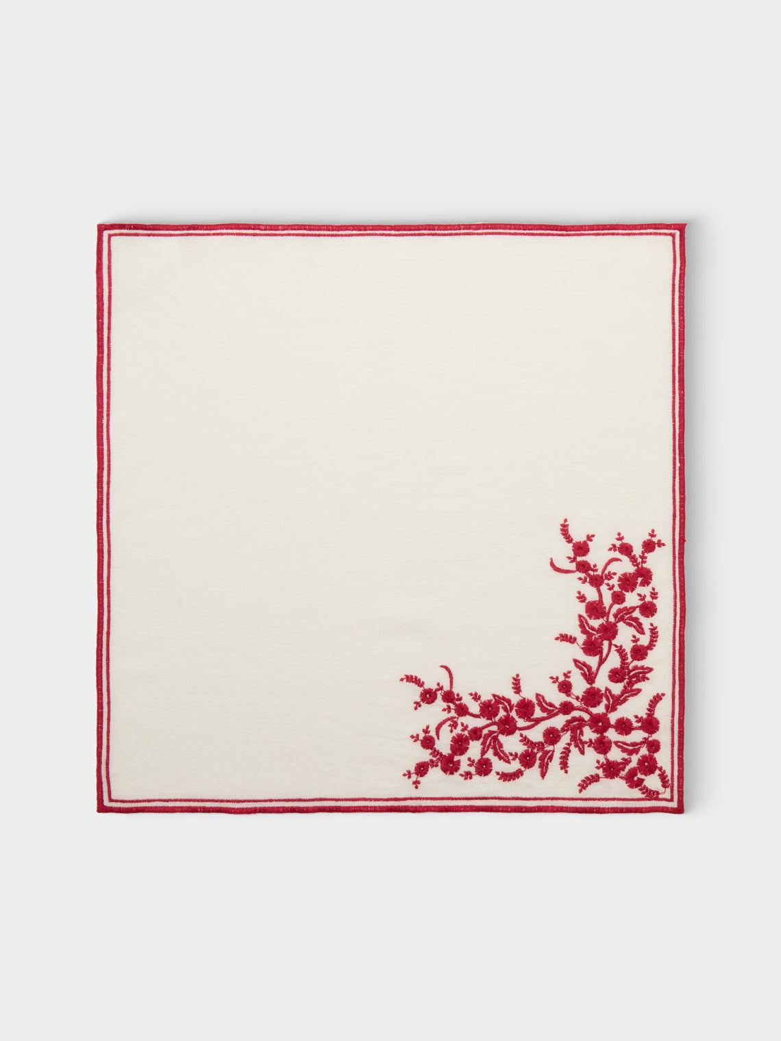 Borgo delle Tovaglie - Venaria Embroidered Linen Napkins (Set of 4) - Red