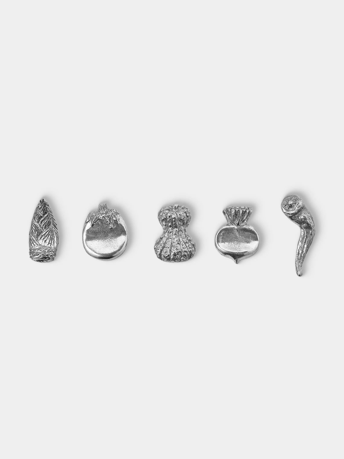 Seikado - Kyoto Vegetable Pewter Chopstick Rests (Set of 5) - Silver - ABASK