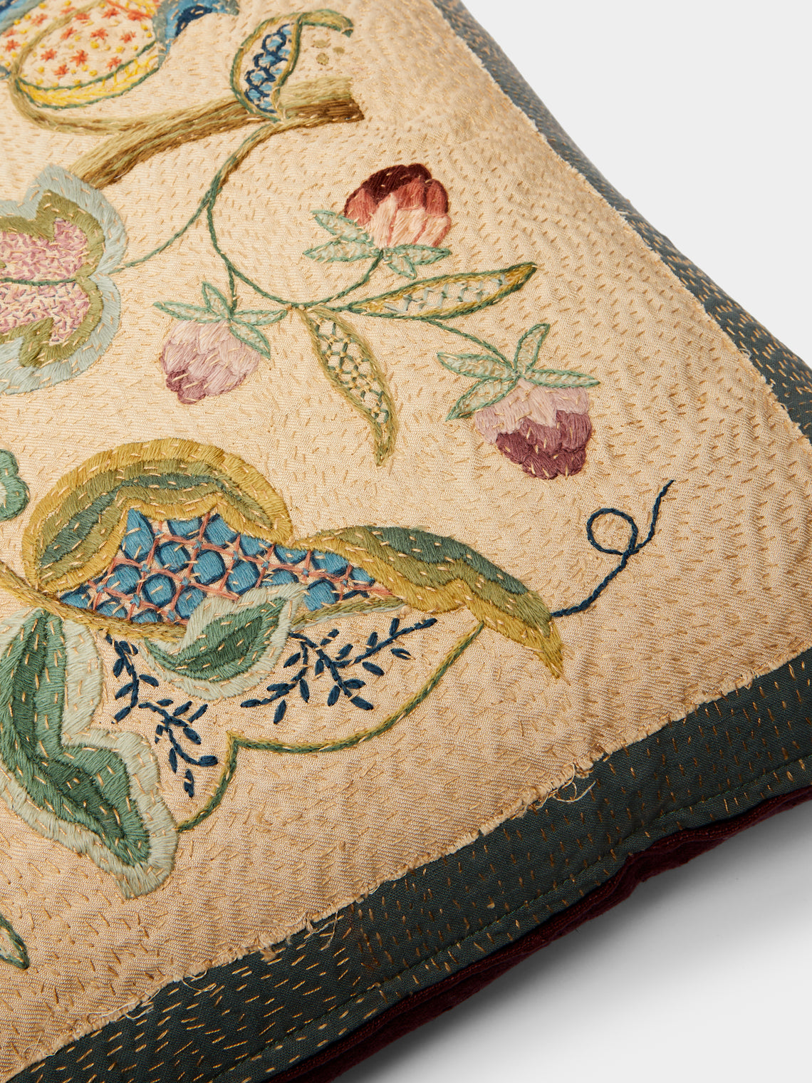 By Walid - 19th-Century Tree of Life Needlepoint Wool Cushion -  - ABASK