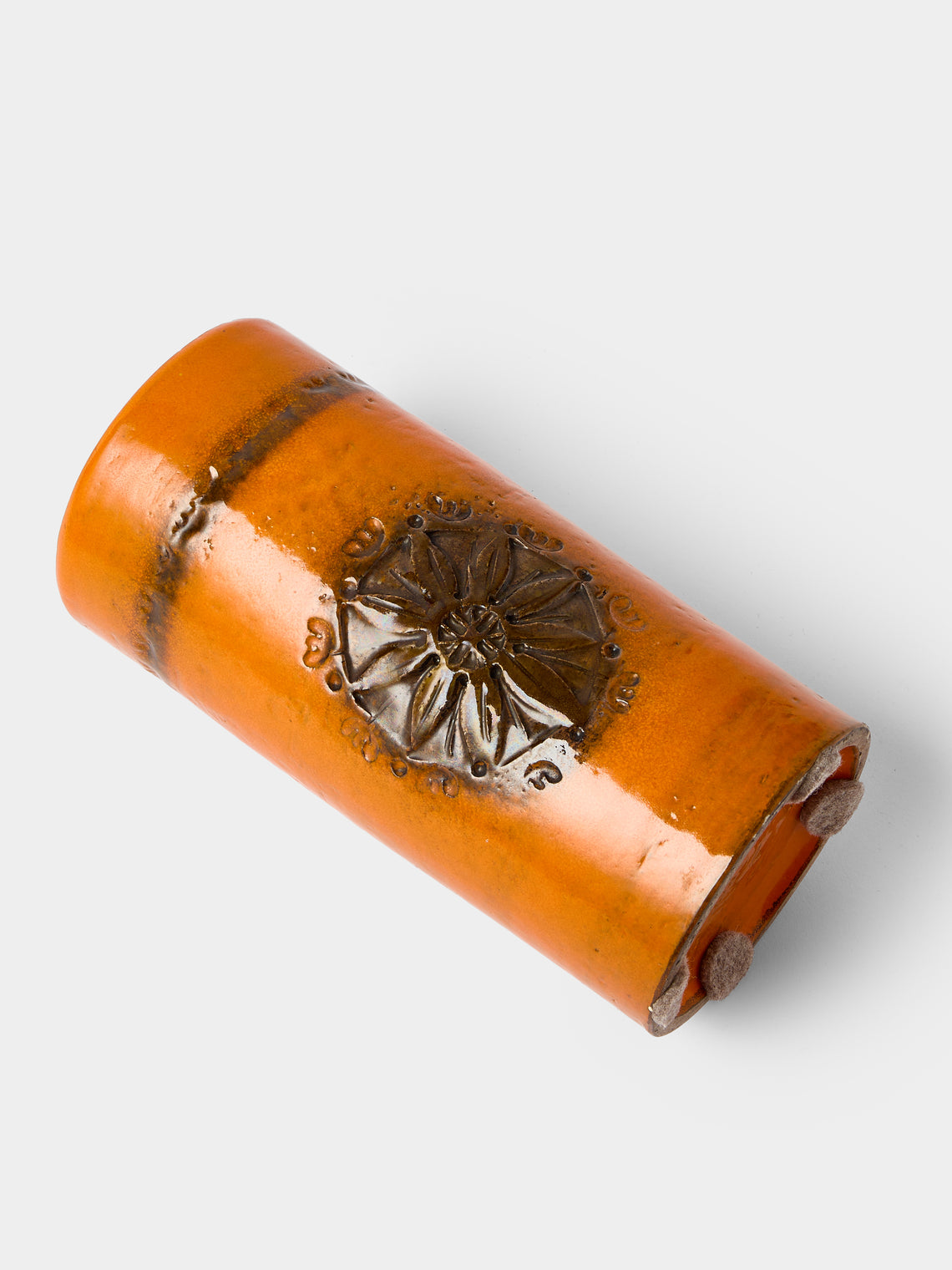 Antique and Vintage - 1980s Bitossi Ceramiche Sevilla Ceramic Vase (8.5in/22cm) - Orange - ABASK