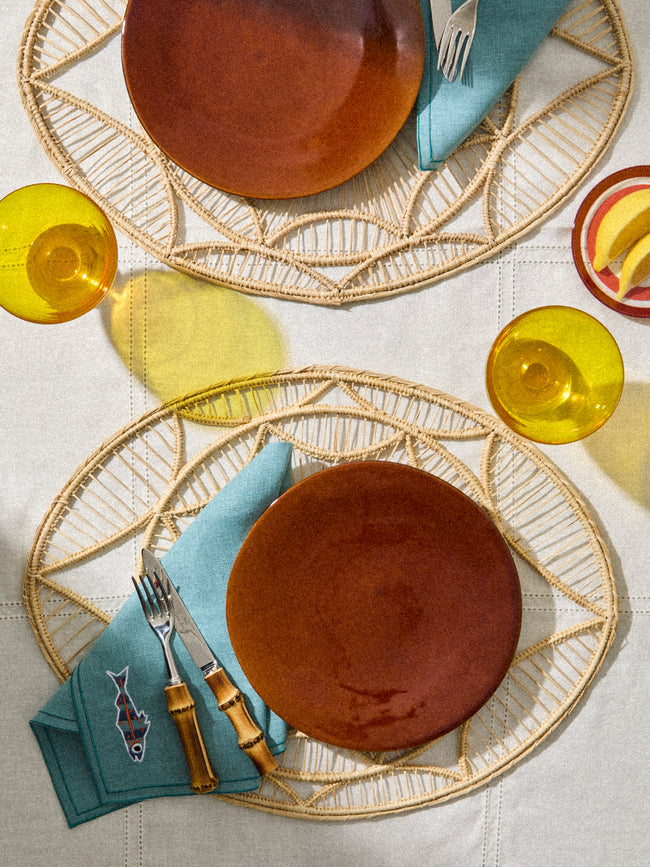 Artesanías del Atlántico - | Set of 4 | Loto Handwoven Palm Oval Placemats - Natural - ABASK