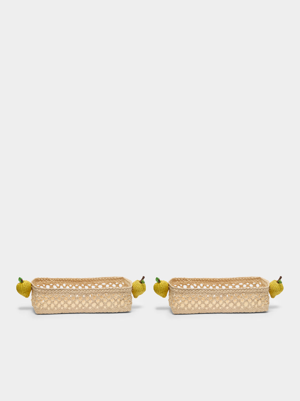 Coro Cora - Lemon Handwoven Iraca Palm Bread Baskets (Set of 2) -  - ABASK