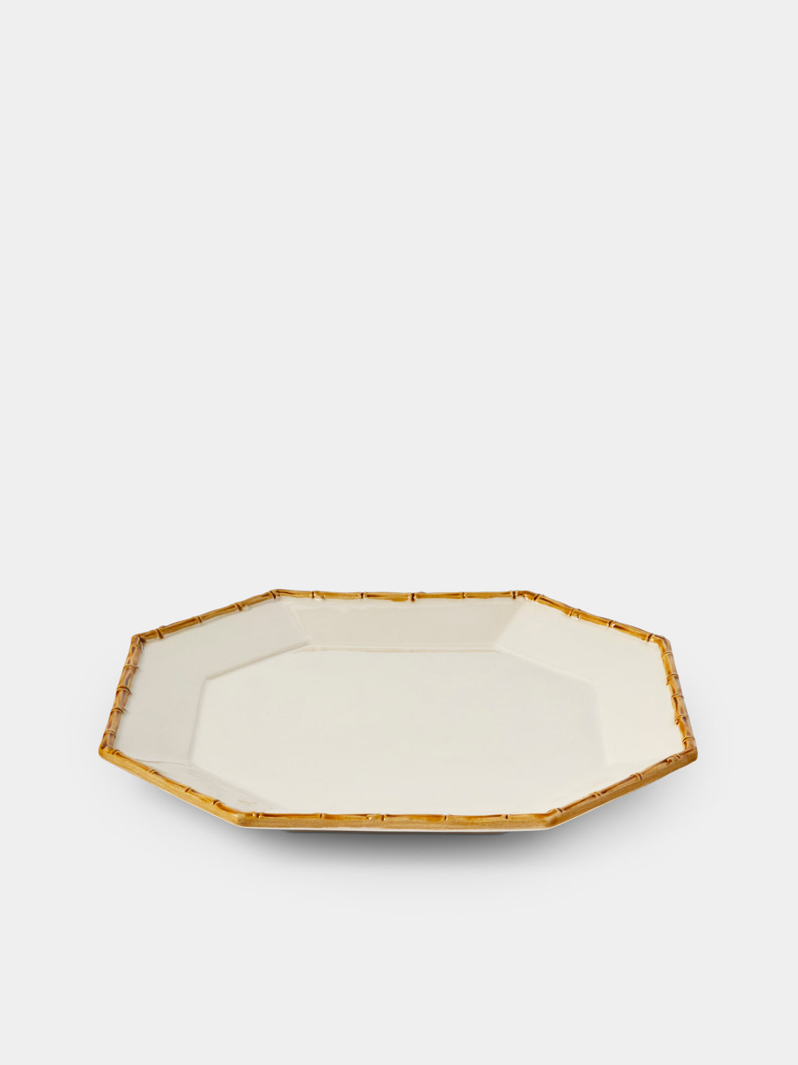 Verdolini - Bamboo Hand-Painted Ceramic Dinner Plate (11in/28cm) - White - ABASK