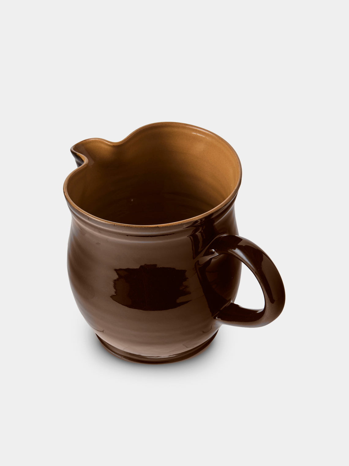 Poterie d’Évires - Birds Hand-Painted Ceramic Medium Jug - Dark Brown - ABASK