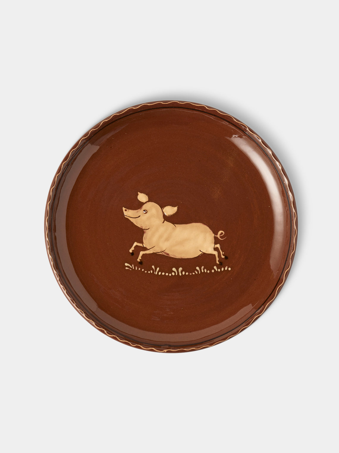 Poterie d’Évires - Animals Hand-Painted Ceramic Plates – 9.5in/24cm (Set of 8) - Light brown - ABASK