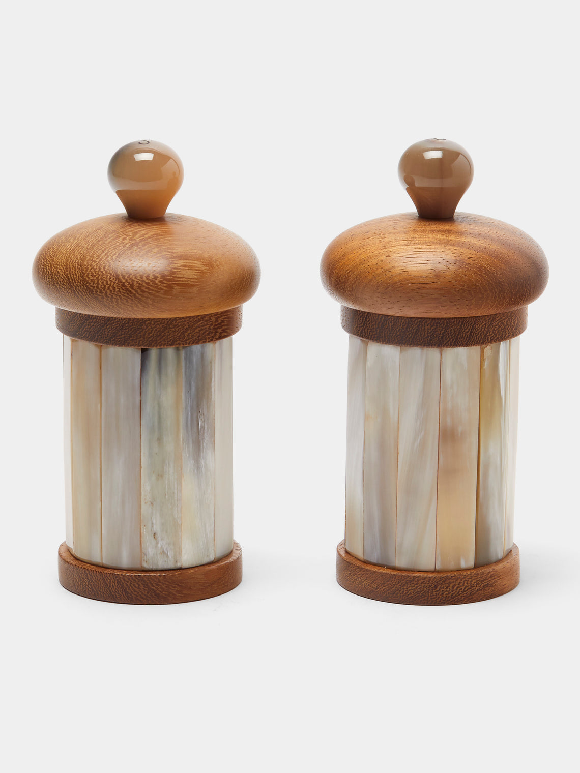 Lorenzi Milano - Zebu Horn and Iroko Salt and Pepper Mills (Set of 2) - Cream - ABASK - 