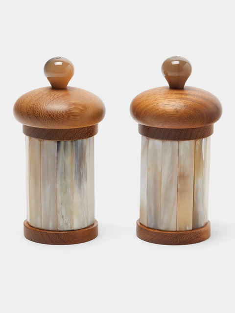 Lorenzi Milano - Zebu Horn and Iroko Salt and Pepper Mills (Set of 2) - Cream - ABASK - 