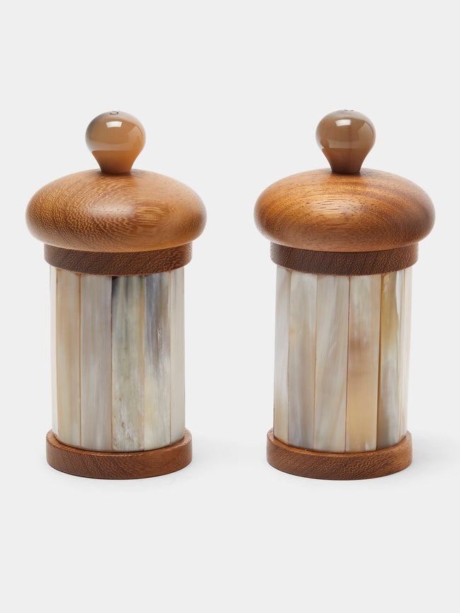 Lorenzi Milano - Zebu Horn and Iroko Salt and Pepper Mills (Set of 2) - Cream - ABASK - 