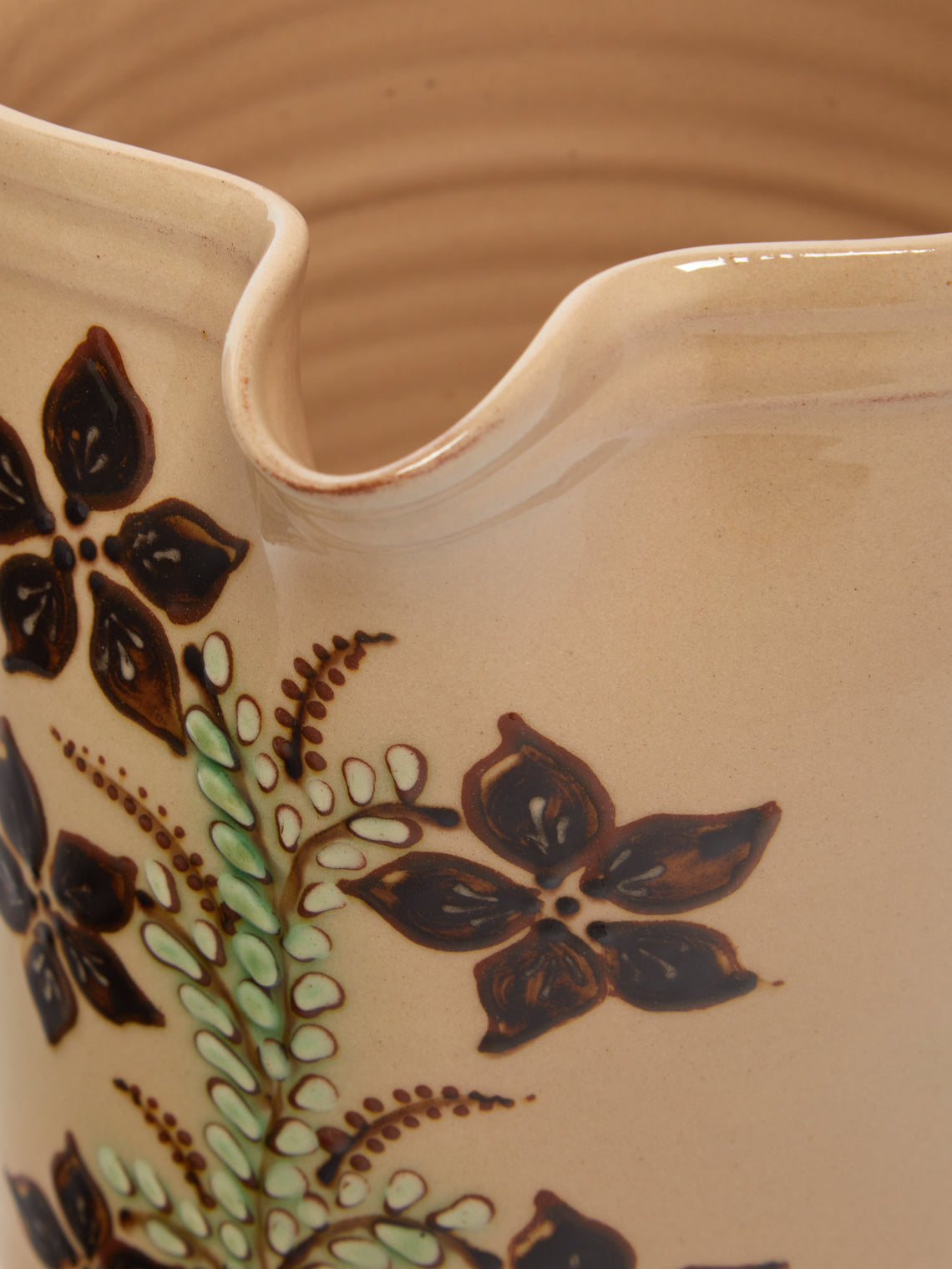 Poterie d’Évires - Flowers Hand-Painted Ceramic Straight-Edge Jug -  - ABASK