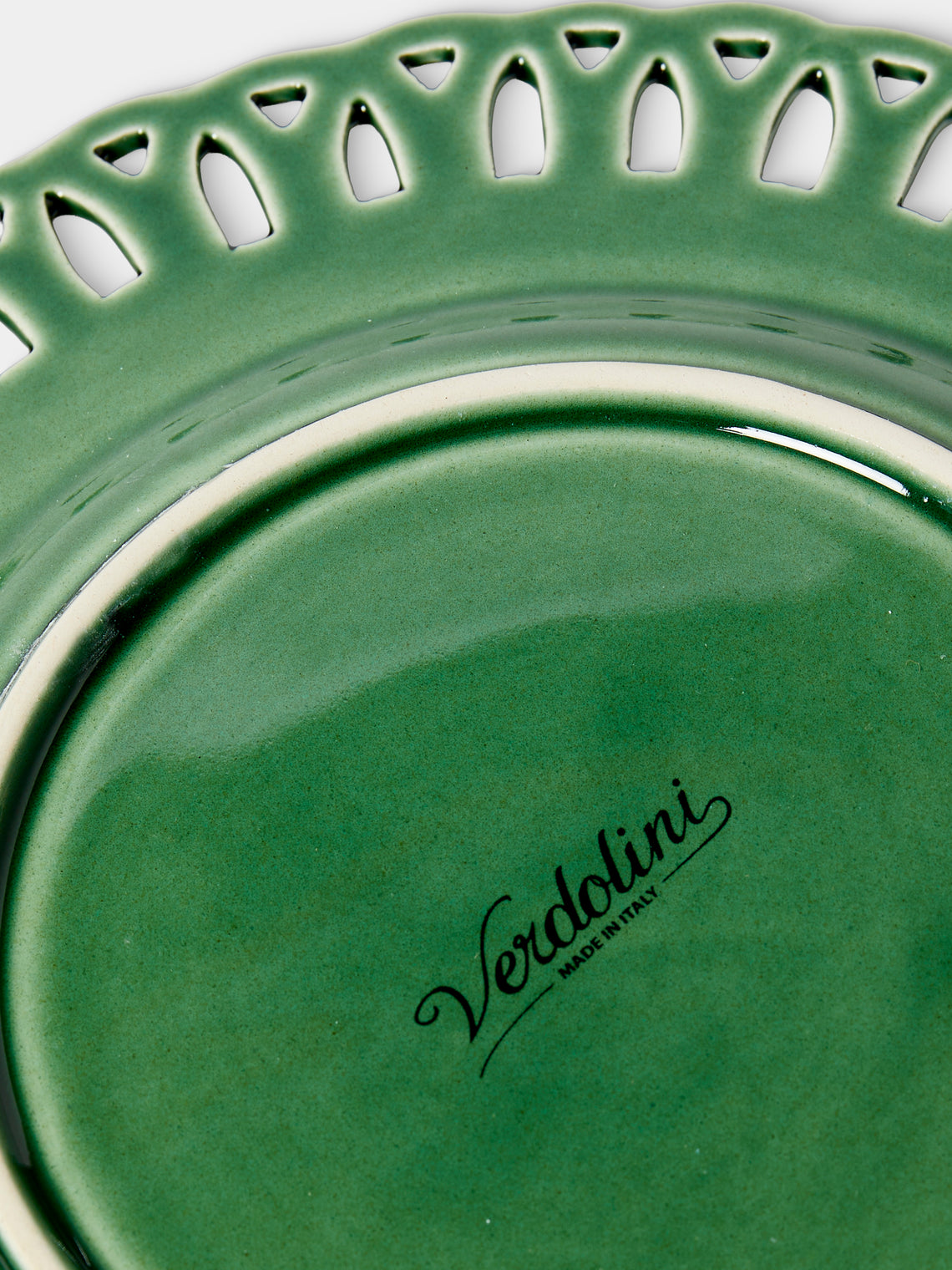 Verdolini - Arch Openwork Hand-Painted Ceramic Starter / Dessert Plate (8in/21cm) - Green - ABASK