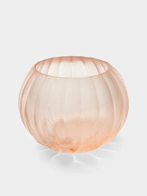 Micheluzzi Glass - Bocia Rose Coste Hand-Blown Murano Glass Vase (4.5in/11cm) - Pink - ABASK - 