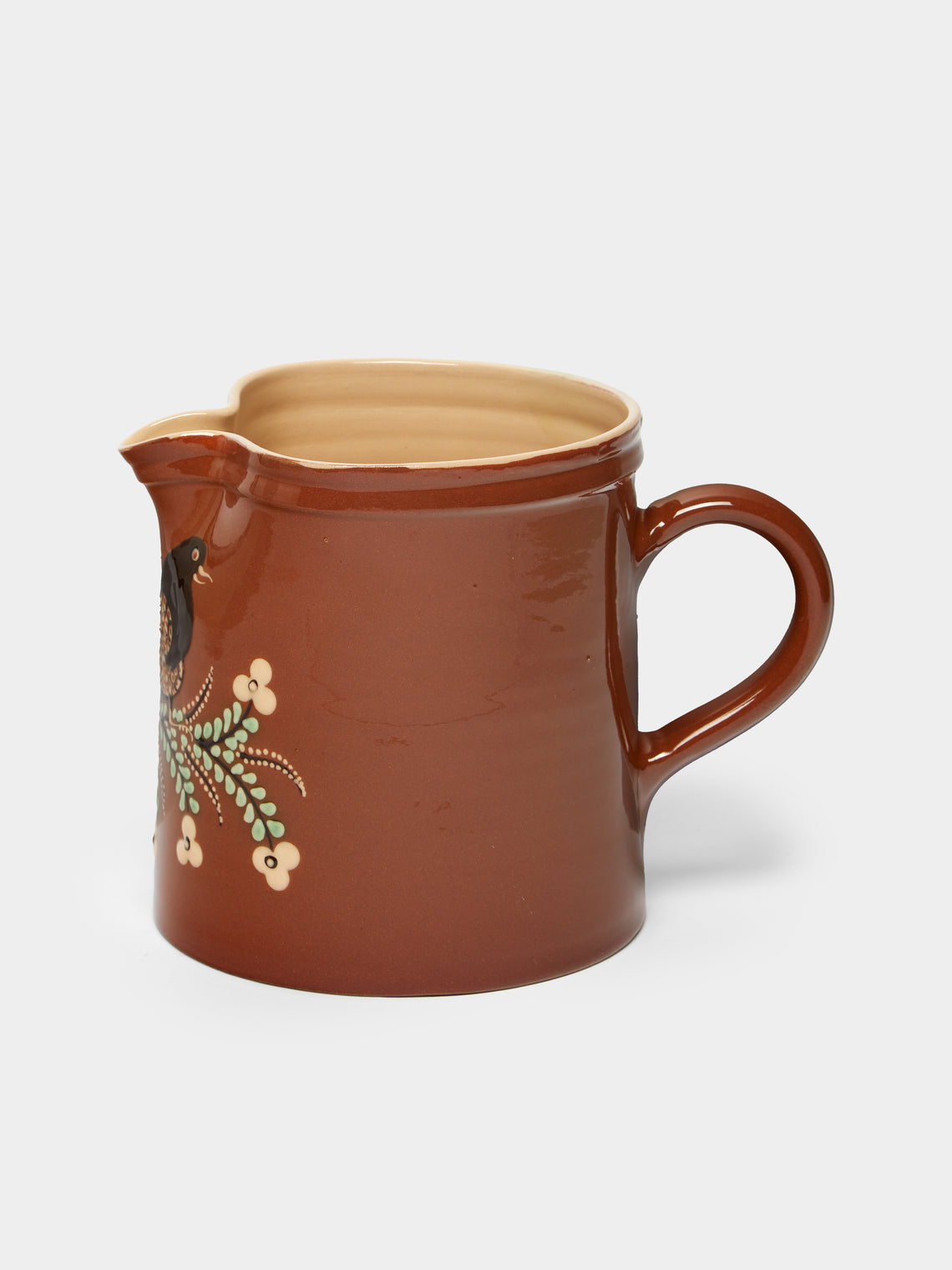 Poterie d’Évires - Birds Hand-Painted Ceramic Straight-Edge Jug -  - ABASK