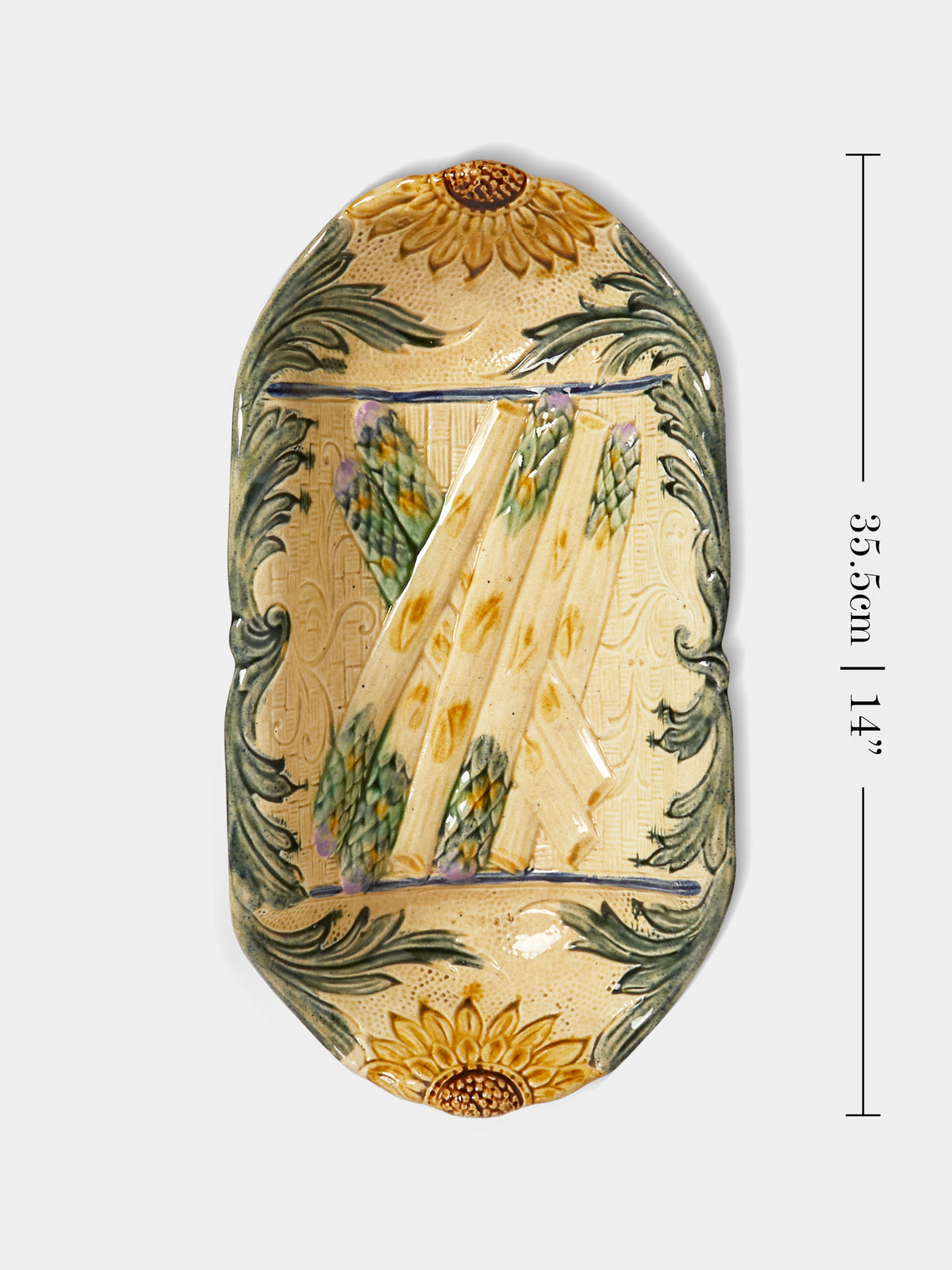 Antique and Vintage - 1900s Ceramic Asparagus Plate - Cream - ABASK