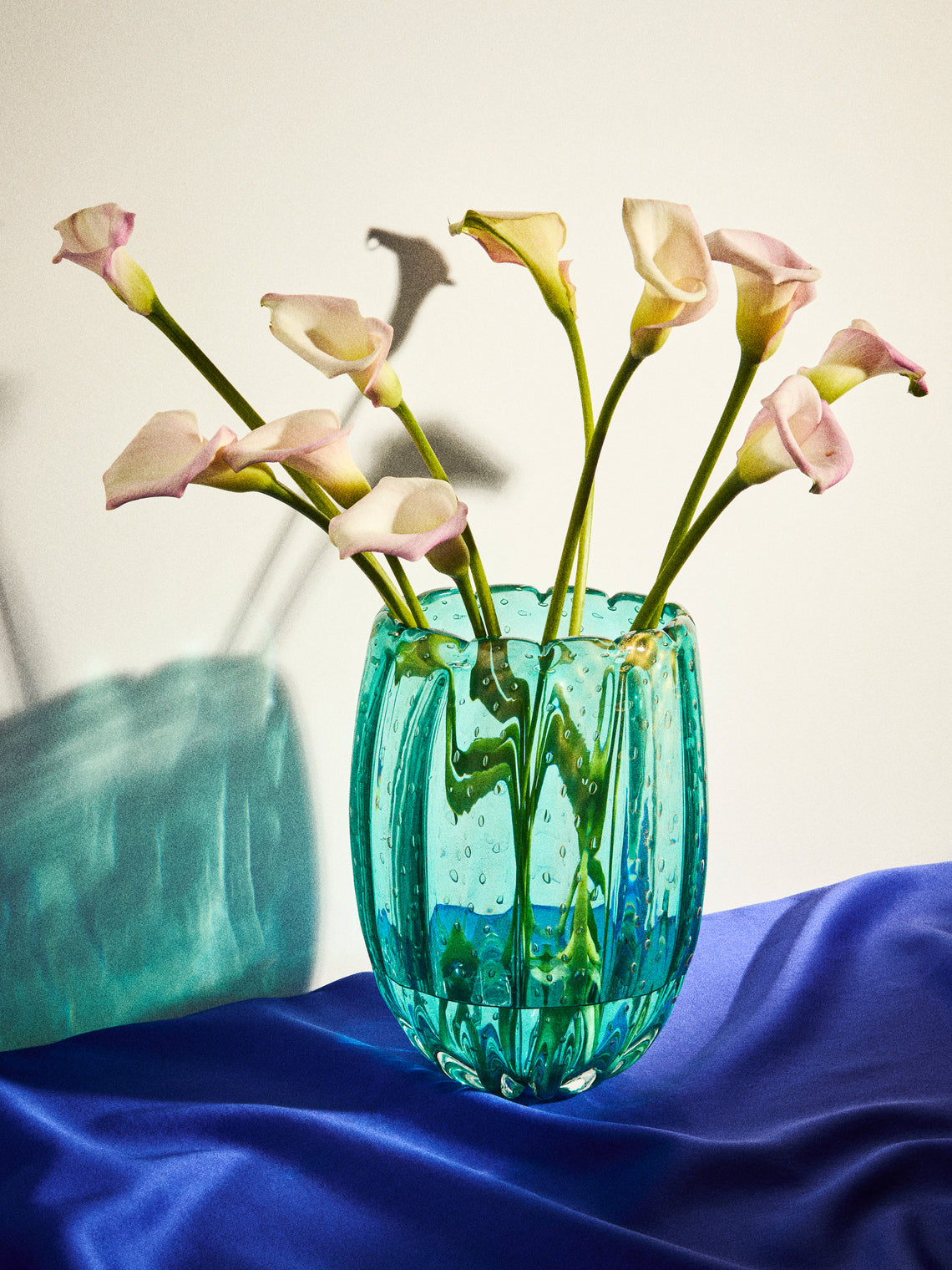 Antique and Vintage - Mid-Century Fratelli Toso Glass Vase (13in/33cm) - Blue - ABASK