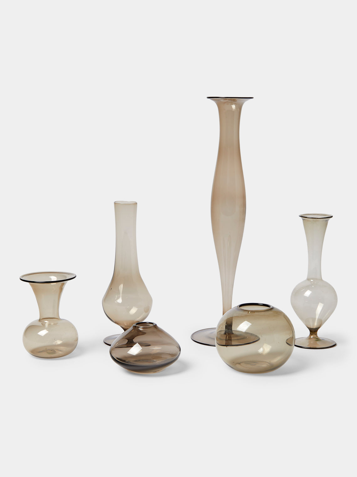 Antique and Vintage - Mid-Century Glass Bud Vases (Set of 6) - Gray - ABASK