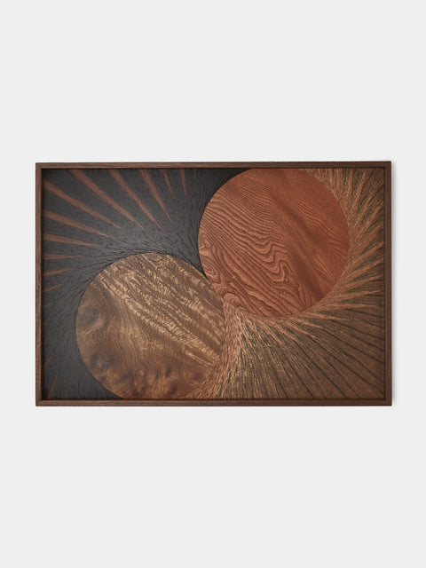 Mori Kougei - Flying Bird Poke Marquetry Wood Tray (14.5in/36.5cm) - Multiple - ABASK - 