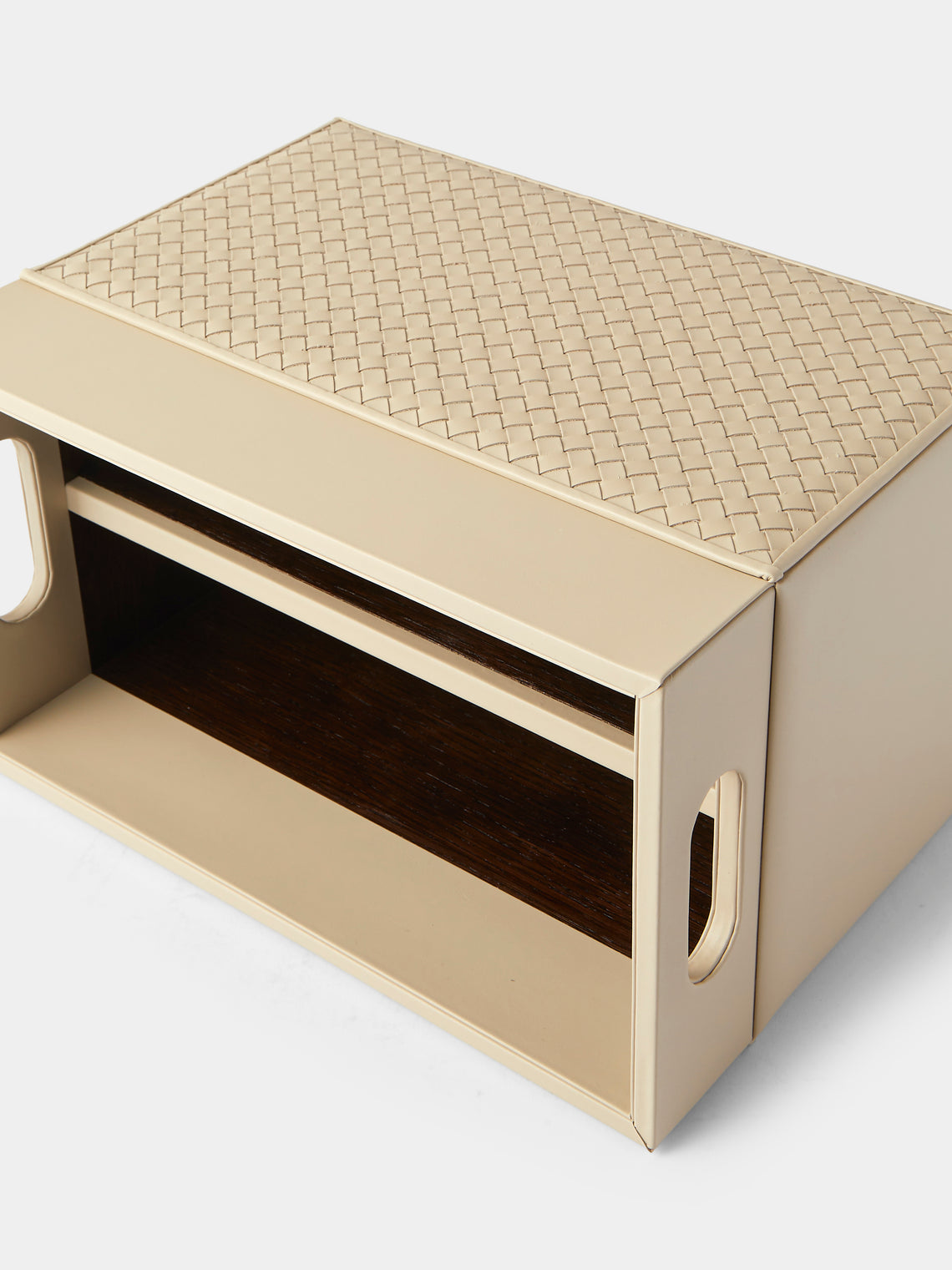 Riviere - Emy Woven Leather Magazine Holder - Ivory - ABASK