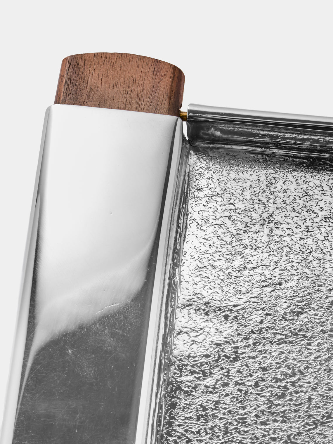 San Lorenzo - 1988 Afra and Tobia Scarpa Engraved Sterling Silver and Wood Tray (12in/31cm) - Silver - ABASK