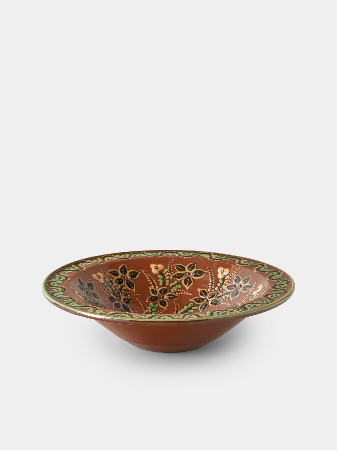 Poterie d’Évires - Flowers Hand-Painted Ceramic Small Serving Bowl - Light Brown - ABASK - 