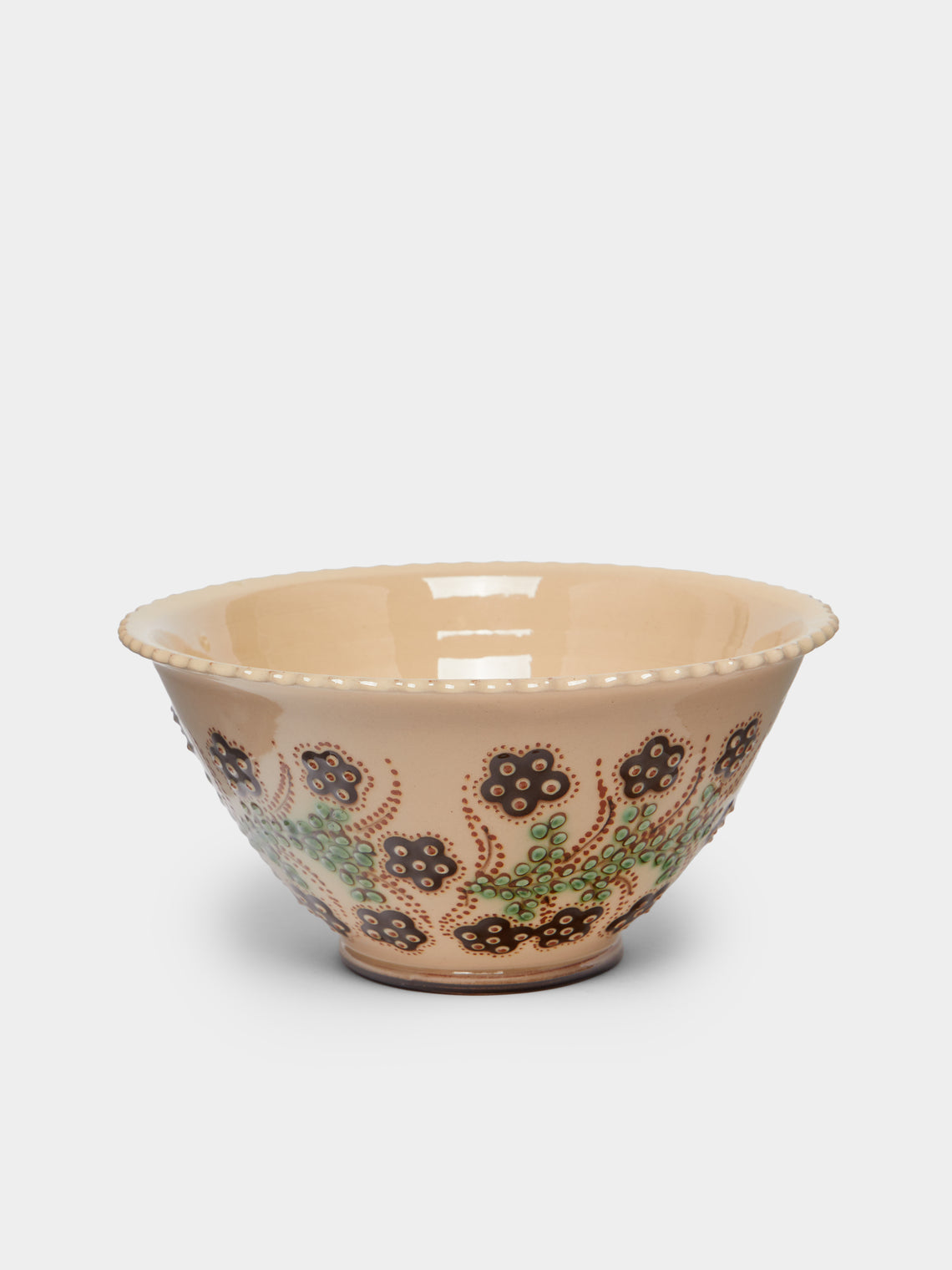 Poterie d’Évires - Flowers Hand-Painted Ceramic Fluted Bowl -  - ABASK - 