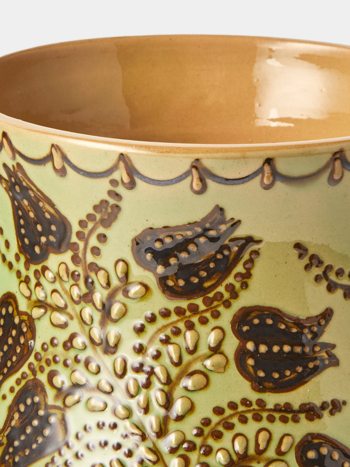Poterie d’Évires - Flowers Hand-Painted Ceramic Vase (8in/20cm) - Green - ABASK
