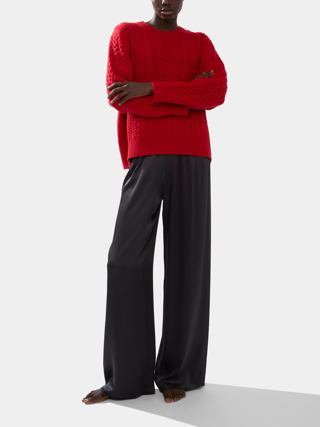Women's Cashmere Cable-Knit Crew-Neck Sweater