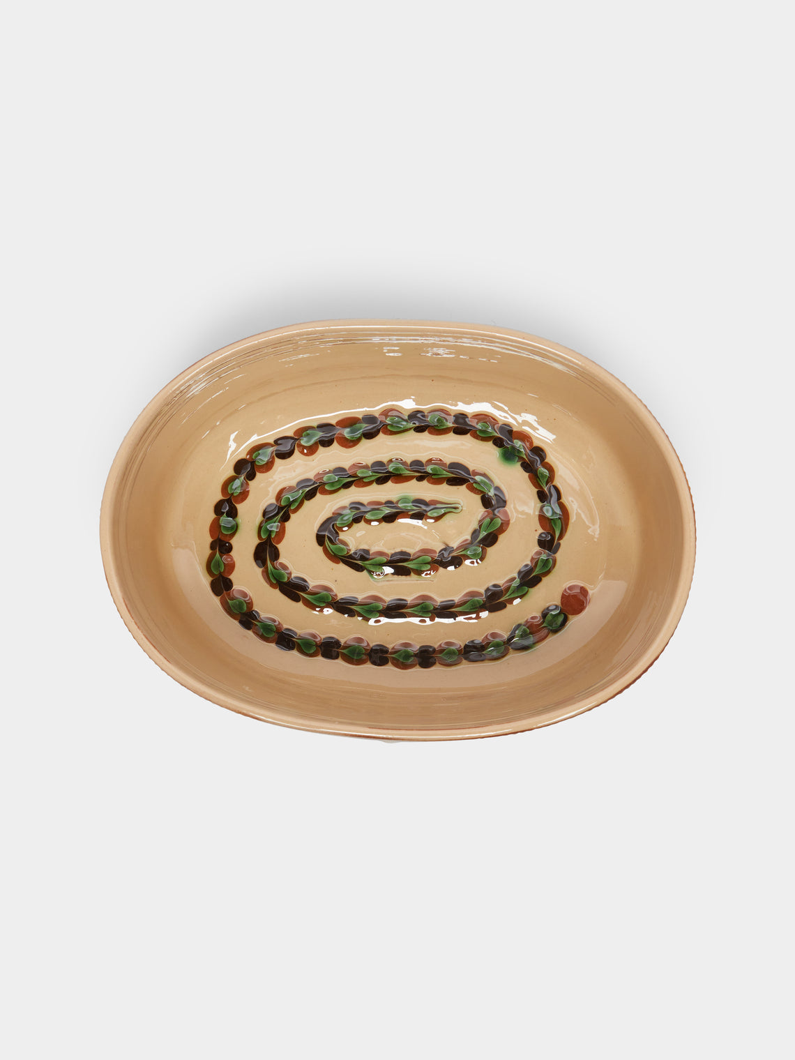 Poterie d’Évires - Flowers Hand-Painted Ceramic Oval Serving Dish -  - ABASK