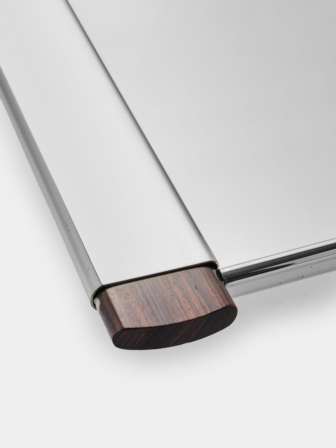 San Lorenzo - 1988 Afra and Tobia Scarpa Sterling Silver and Wood Tray (12in/31cm) - Silver - ABASK