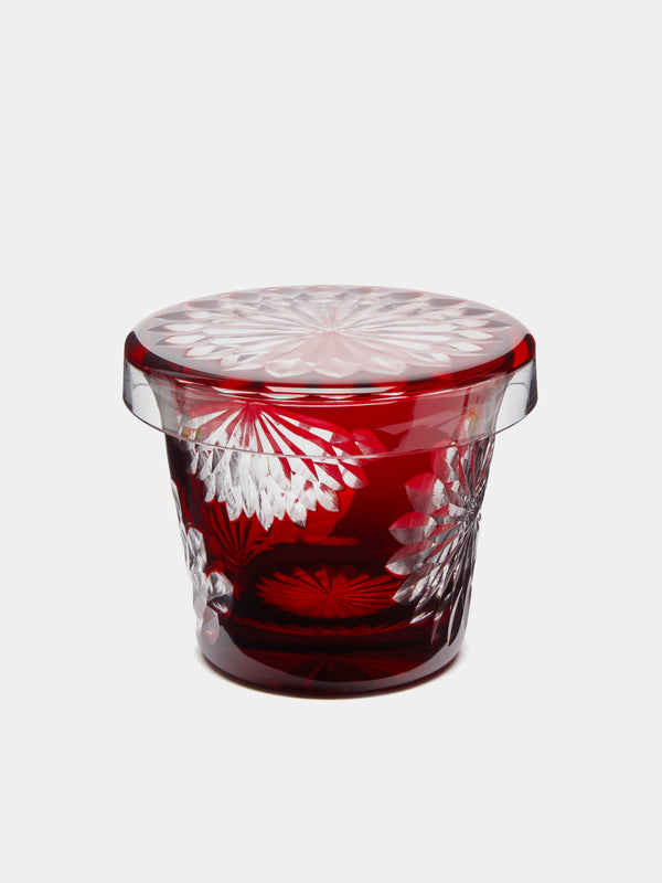 Hirota Glass - Edo Kiroko Hand-Cut Lidded Glass - Red - ABASK - 