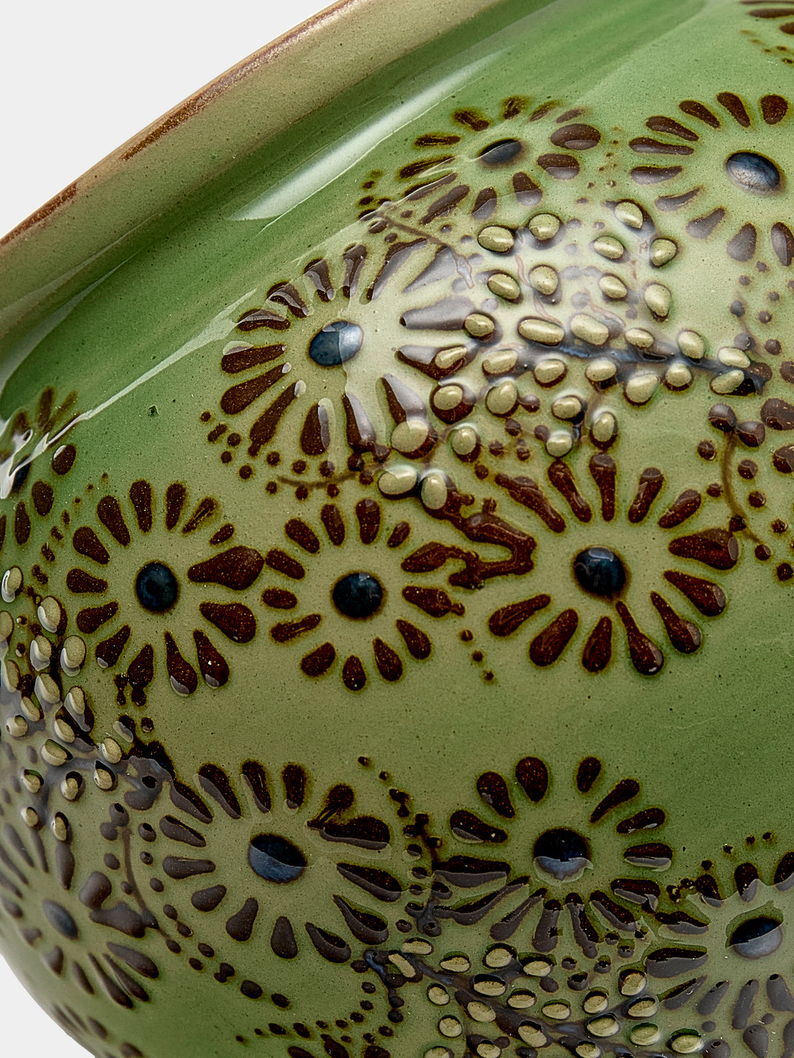 Poterie d’Évires - Flowers Hand-Painted Ceramic Vase - Green - ABASK