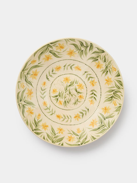Rosanna Corfe - Doves and Daffodils Hand-Painted Ceramic Flared Bowl - Cream - ABASK