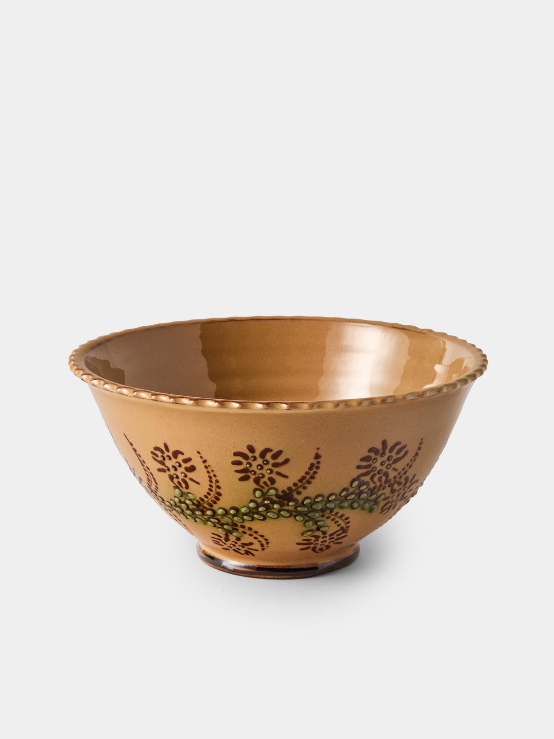 Poterie d’Évires - Flowers Hand-Painted Ceramic Fluted Bowls (Set of 4) - Cream - ABASK