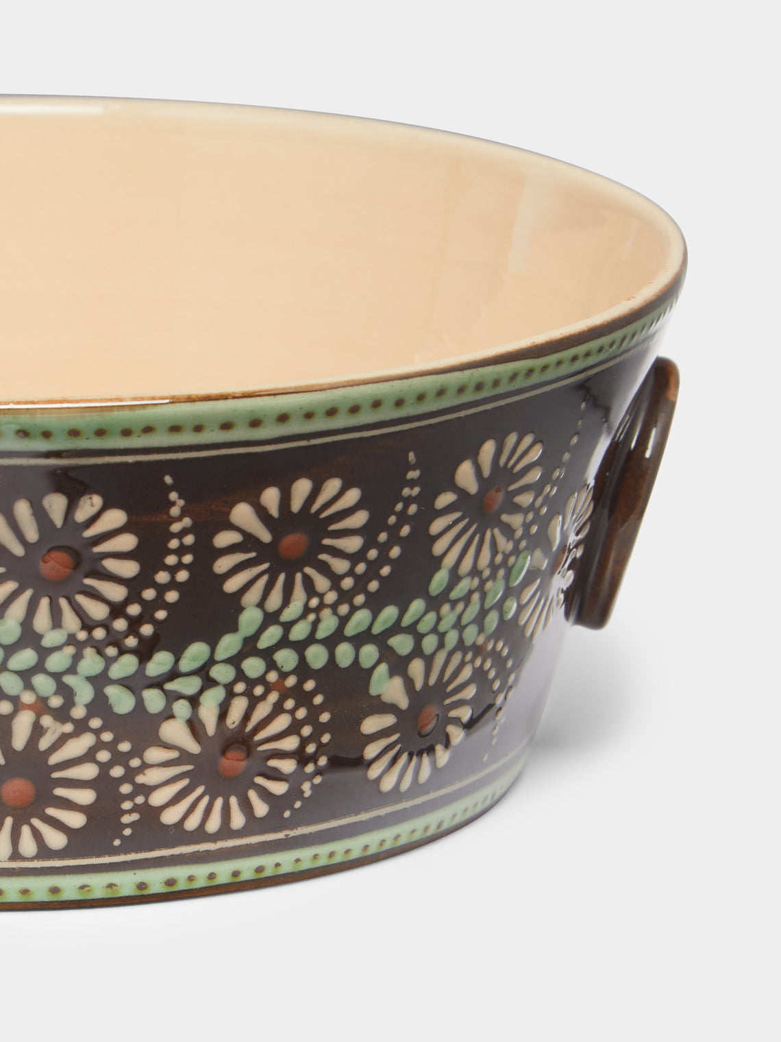 Poterie d’Évires - Flowers Hand-Painted Ceramic Handled Serving Bowl -  - ABASK