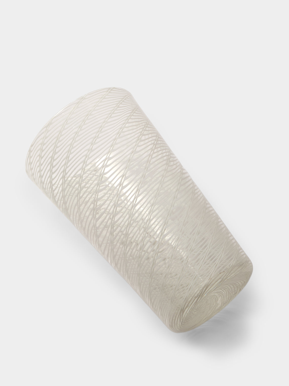 Antique and Vintage - 1981 Paolo Venini Half-Filigree Murano Glass Striped Vase (10in/25.5cm) - Clear - ABASK
